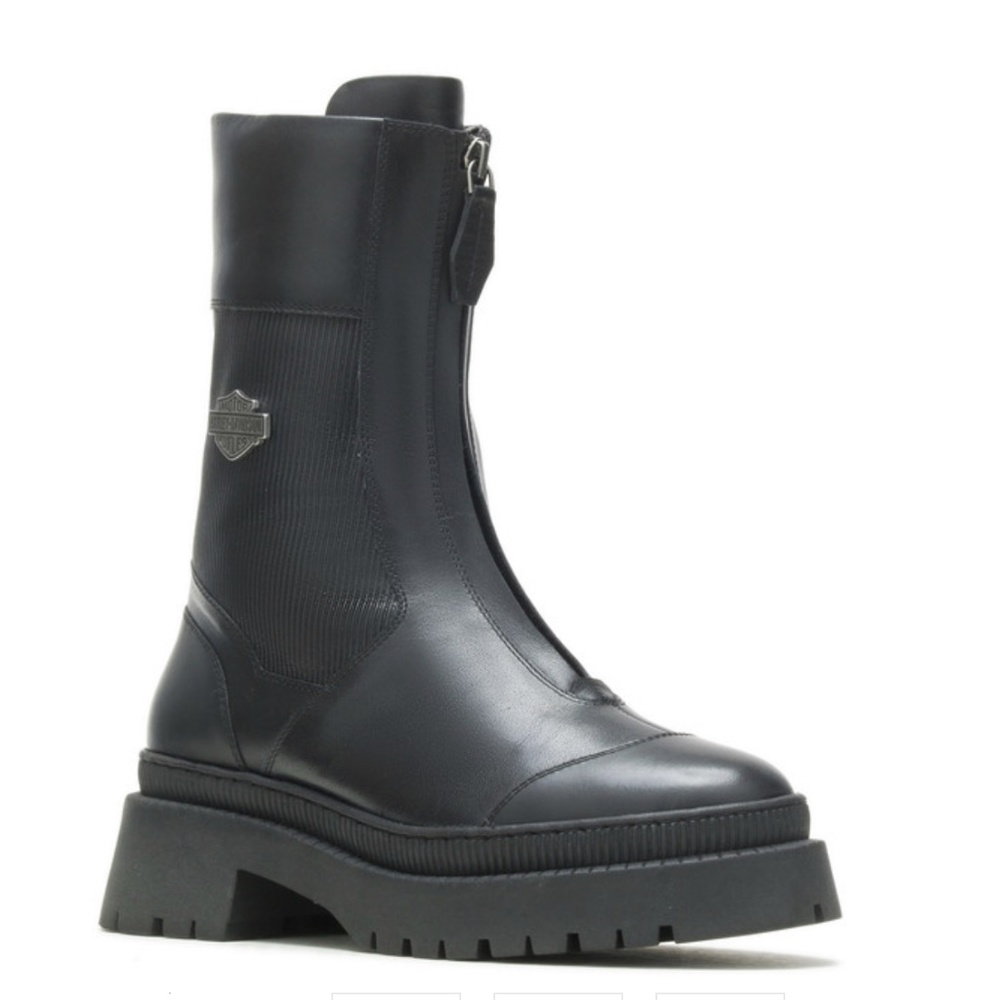 Harley-Davidson Kavan Womens Black Leather 9" Zip Boots D65003 Size 10 NWOB
